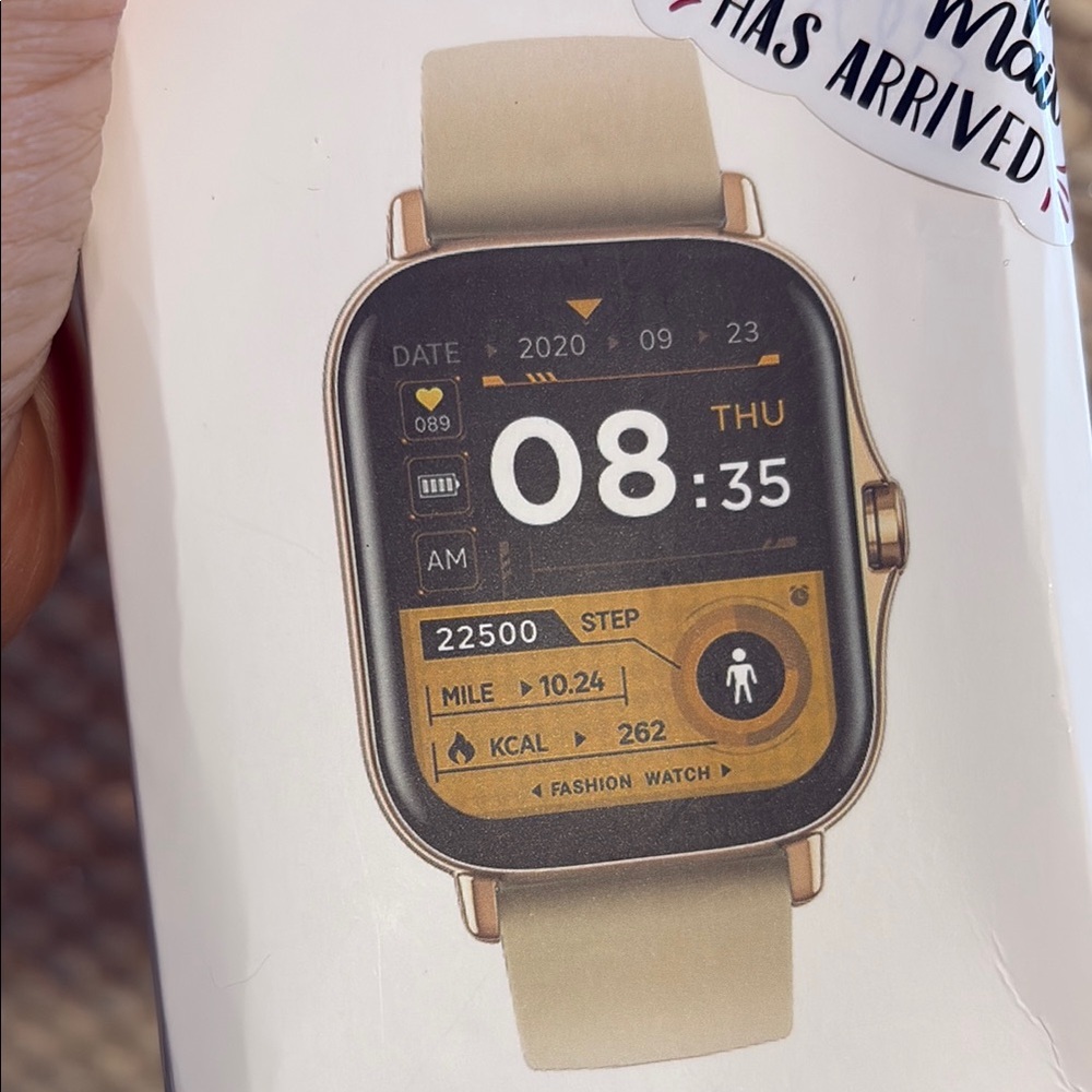 Gold Smartwatch with Beige Strap - Picture 12 of 12